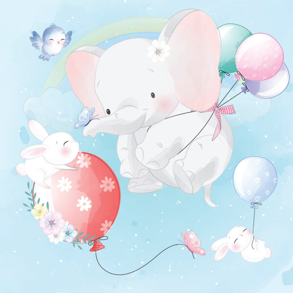 Papier peint Éléphant avec des ballons