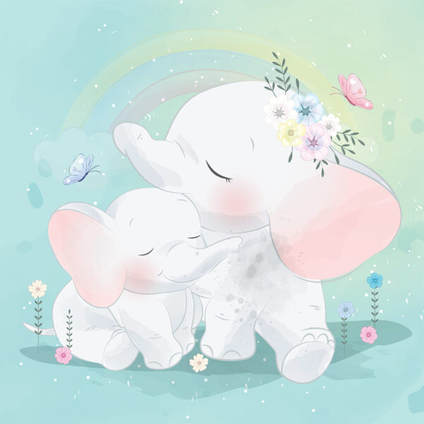 Papier peint Éléphants câlins