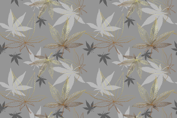 Papier peint Feuilles dorées parmi le beige