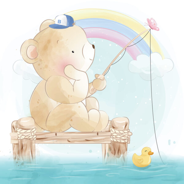 Papier peint Pêche à l'ours en peluche