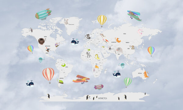 Papier peint Carte du monde dans le ciel