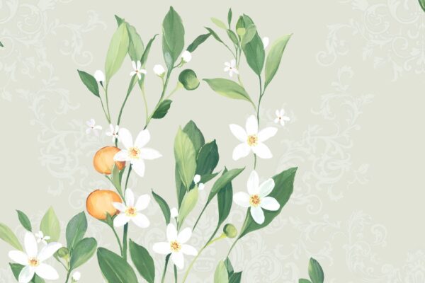Papier peint Blanc et vert