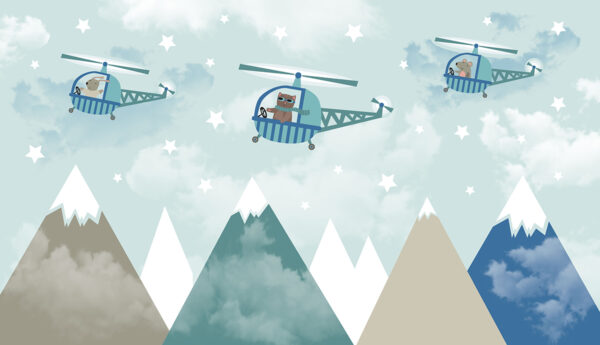 Papier peint Patrouille animale au-dessus des montagnes