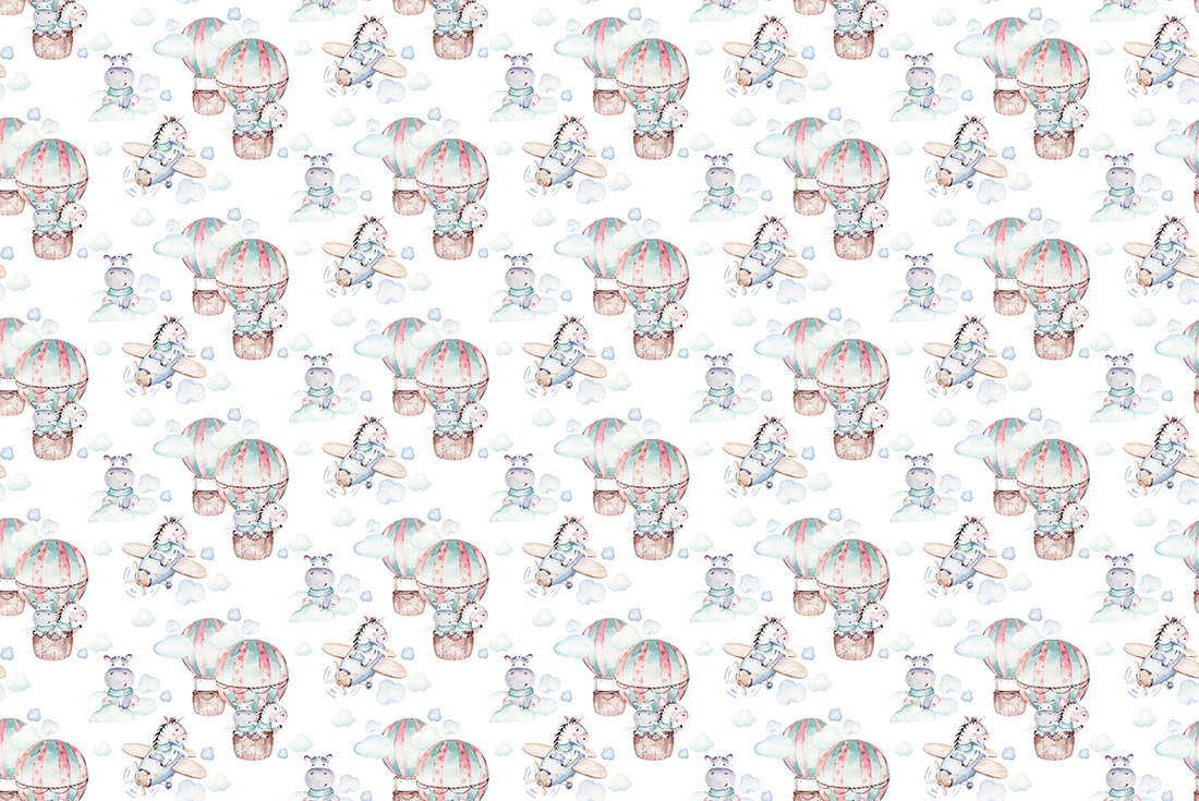 Watercolor,Airplane,Kid,Seamless,Pattern.,Watercolor,Toy,Background,Baby,Cartoon