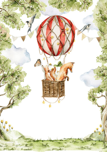 Papier peint Des renards dans un ballon