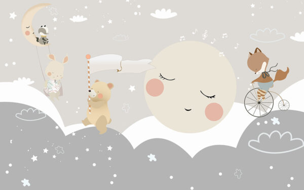 Papier peint Animaux mignons dans une aventure nocturne