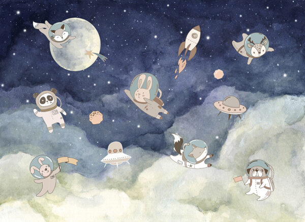 Papier peint Les animaux dans l'espace
