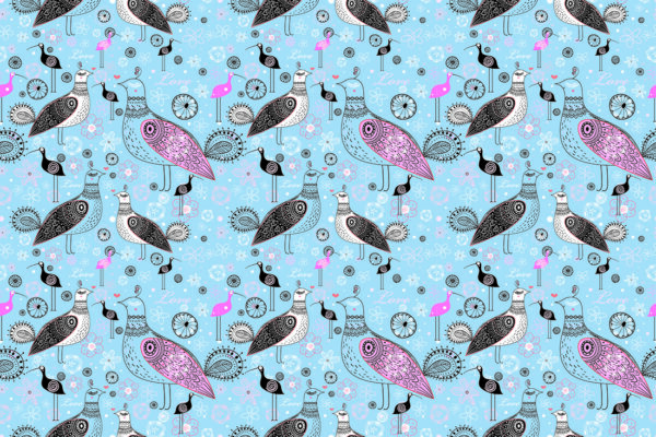 Papier peint Oiseaux sur fond bleu
