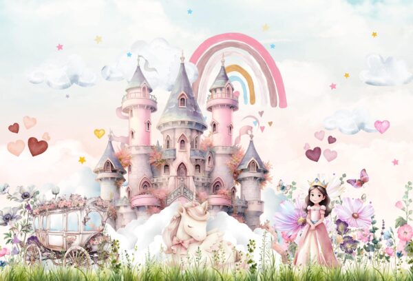 Papier peint Le pays de l'arc-en-ciel rose