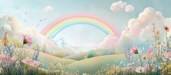 Papier peint Paradis arc-en-ciel dans la prairie