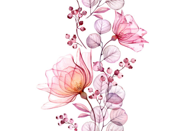 Papier peint Fleurs délicates – aquarelle botanique murale