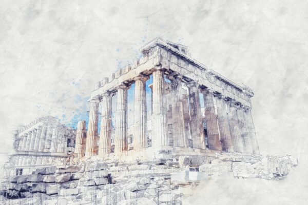 Papier peint Acropole peinte
