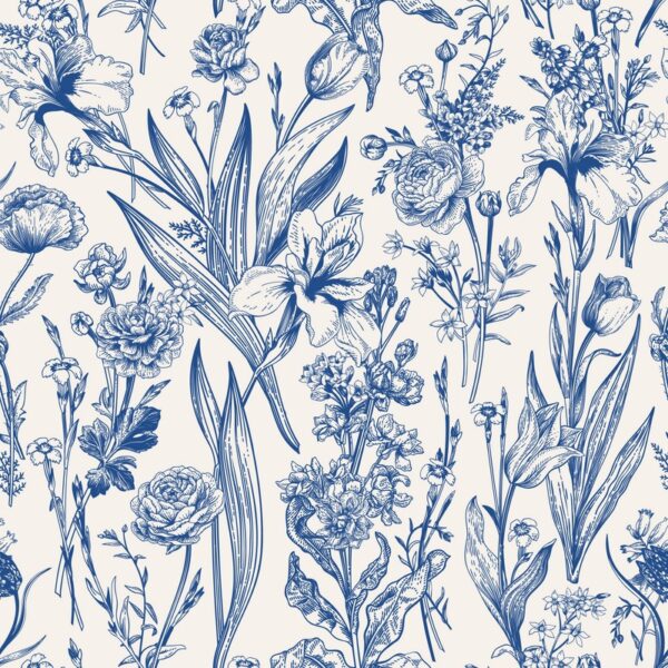 Papier peint Fleurs bleues