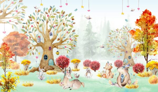 Papier peint Le bosquet des animaux des contes de fées
