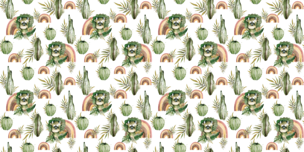 Papier peint Dino avec des cactus