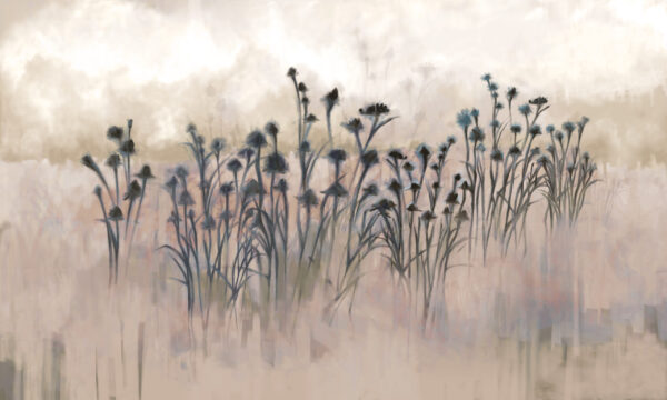 Papier peint Prairie brumeuse à l'aube