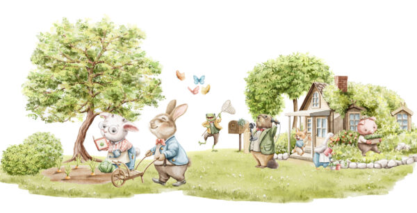 Papier peint Animaux du jardin printanier