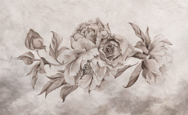 Papier peint Pivoines en sépia - La nature sur plâtre