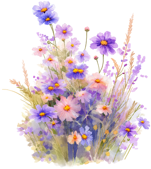 Papier peint Bouquet de fleurs sauvages violettes