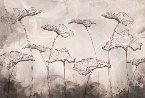 Papier peint Grandes feuilles sur verre fumé