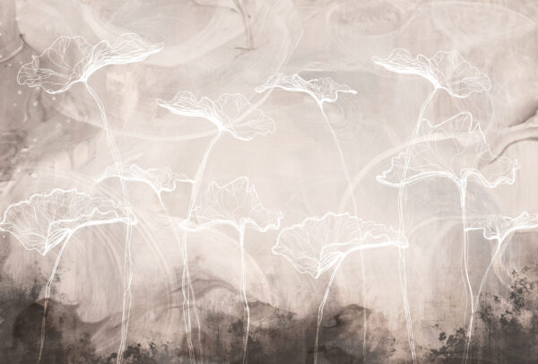 Papier peint Feuilles éclatantes sur verre fumé