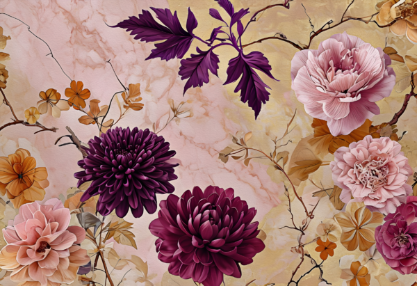 Papier peint Fresque de rose