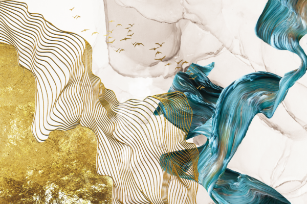 Papier peint Vol doré au-dessus des vagues