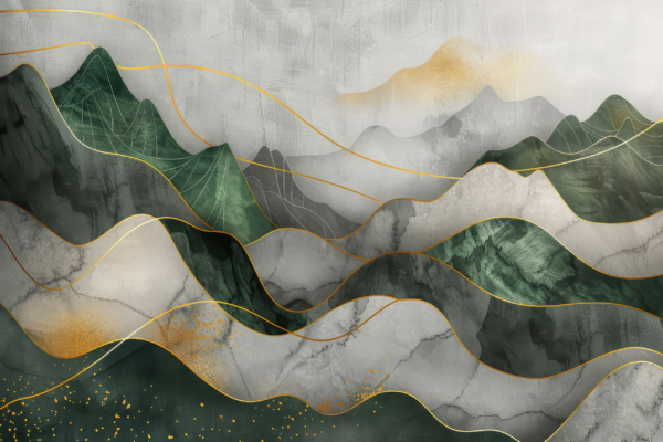 Papier peint Montagnes et or