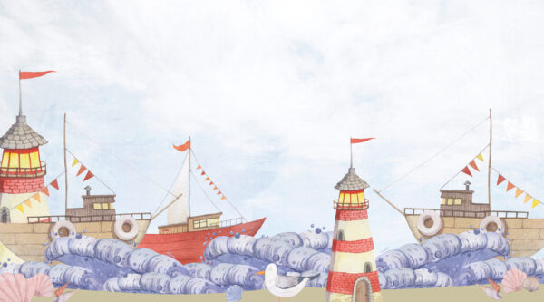 Papier peint Phare et voiliers