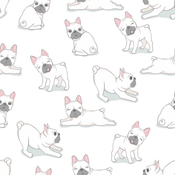 Papier peint Yoga avec des bouledogues