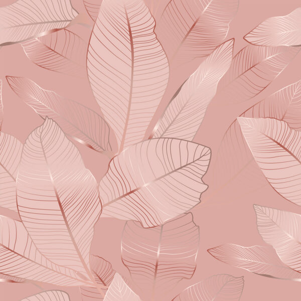 Papier peint Feuilles d'or rose