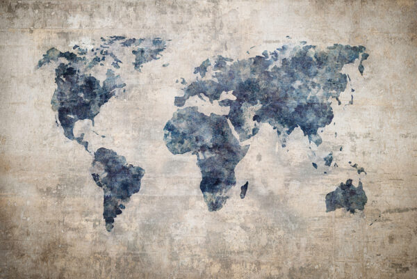 Papier peint Carte du monde bleue vintage