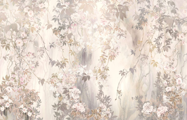 Papier peint Fleurs romantiques sur le mur