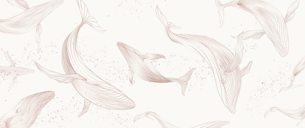 Papier peint Baleines en or rose
