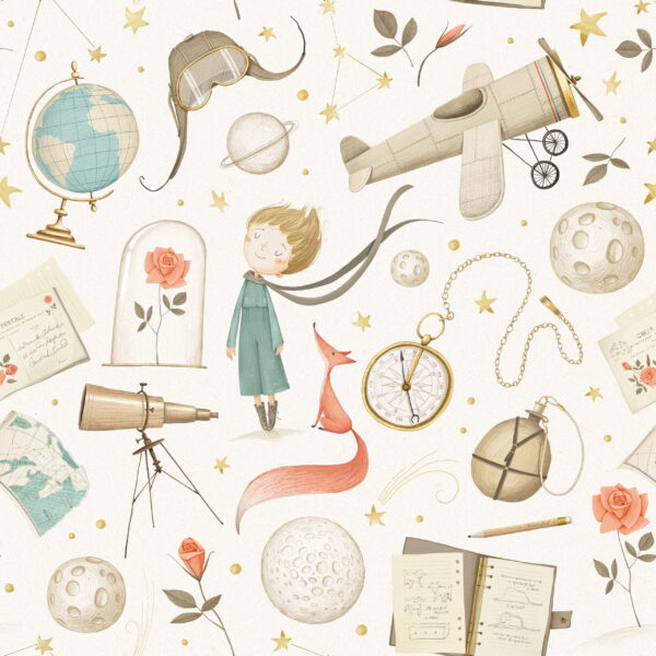 Papier peint Le Petit Prince et la Rose