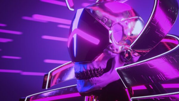 Papier peint Crâne néon cyberpunk