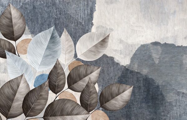 Papier peint Feuilles sur une structure artistique