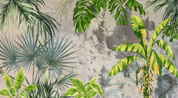 Papier peint Béton tropical