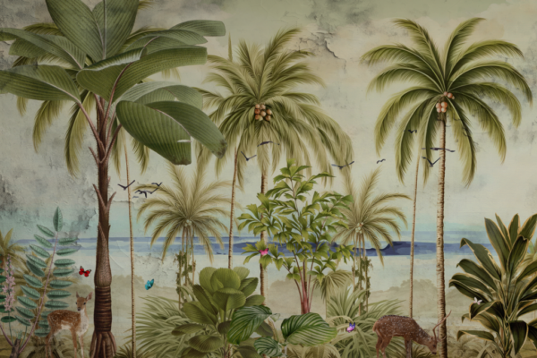 Papier peint Bosquet tropical aux cerfs