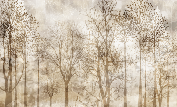 Papier peint Forêt beige brumeuse